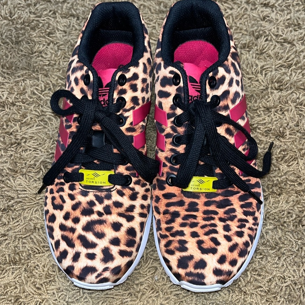 Adidas leopard sneakers. Barely worn. Very trendy. Comfy